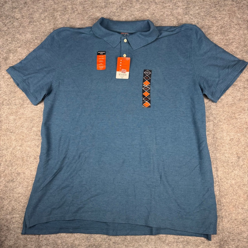 St Johns Bay Mens‎ Performance Polo Shirt Hoover Blue Heather XXL New 513-3014